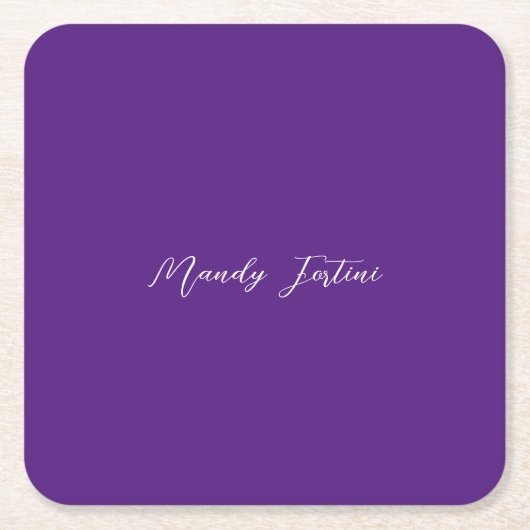 紫王室のの平野エレガントミニマル書 スクエアペーパーコースター (正面)