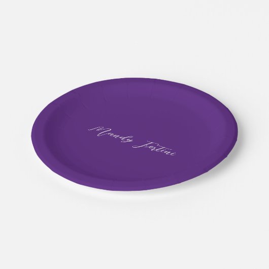 紫王室のの平野エレガントミニマル書 ペーパープレート (アングル)