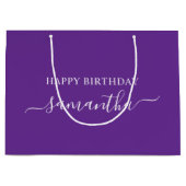 紫王室のの白スエレガントクリプト署名名 ラージペーパーバッグ (正面)