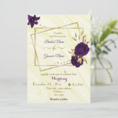 紫王室のの花の金ゴールド幾何結婚的 招待状 (スタンド正面)