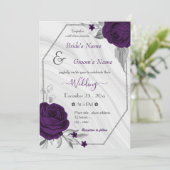 紫王室のの花の銀の幾何結婚的 招待状 (スタンド正面)