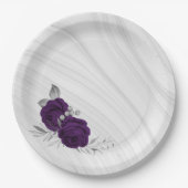 紫王室のの花は銀葉大理石 ペーパープレート (正面)