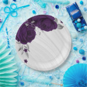 紫王室のの花は銀葉大理石 ペーパープレート (パーティー)