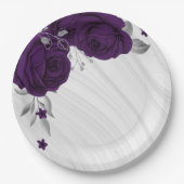 紫王室のの花は銀葉大理石 ペーパープレート (正面)