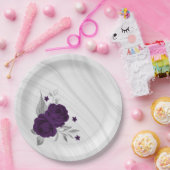 紫王室のの花は銀葉大理石 ペーパープレート (パーティー)