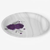 紫王室のの花は銀葉大理石 ペーパープレート (アングル)