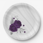紫王室のの花は銀葉大理石 ペーパープレート (正面)