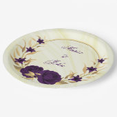 紫王室のの花金ゴールド葉リース ペーパープレート (アングル)