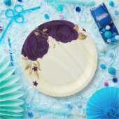 紫王室のの花金ゴールド葉大理石 ペーパープレート (パーティー)