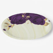 紫王室のの花金ゴールド葉大理石 ペーパープレート (アングル)