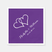 紫王室のの連動ハートの結婚ナプキン スタンダードカクテルナプキン (正面)