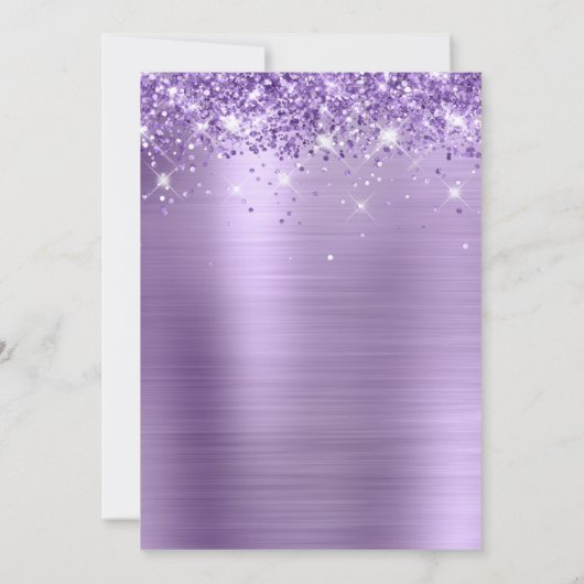 紫王室のグリッターホイルはっきりした50誕生日 招待状 (裏面)