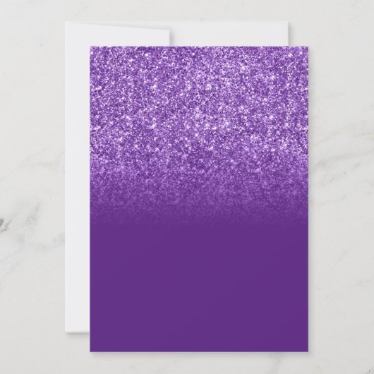 紫王室のグリッター勾配ブライダルシャワー 招待状 (裏面)