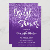 紫王室のグリッター勾配ブライダルシャワー 招待状 (正面/裏面)
