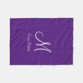 紫王室のモノグラム名毛布 フリースブランケット (正面(横))