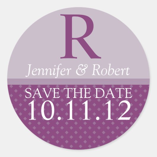 紫王室のモノグラム封筒用シール ラウンドシール (正面)