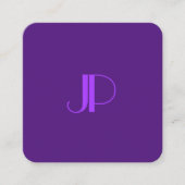紫王室のモノグラモダンムエレガントテンプレート スクエア名刺 (正面)