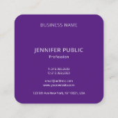 紫王室のモノグラモダンムエレガントテンプレート スクエア名刺 (裏面)