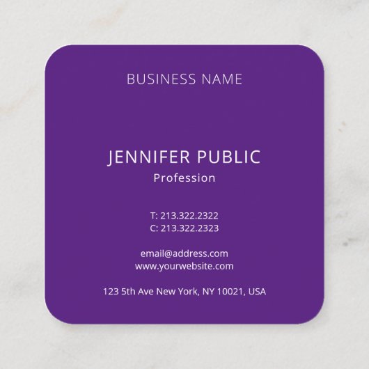 紫王室のモノグラモダンムエレガントテンプレート スクエア名刺 (裏面)