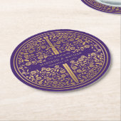 紫王室の中世結婚刀 ラウンドペーパーコースター (アングル)