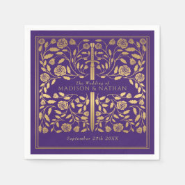 紫王室の中世金ゴールド結婚剣 スタンダードカクテルナプキン