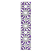 紫王室の灰色の白の接続された円パターン ショートテーブルランナー (正面)