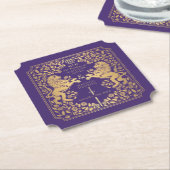 紫王室の獅子中世結婚刀チケット ペーパーコースター (アングル)
