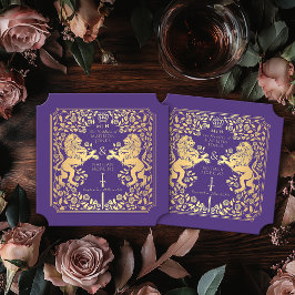 紫王室の獅子中世結婚刀チケット ペーパーコースター