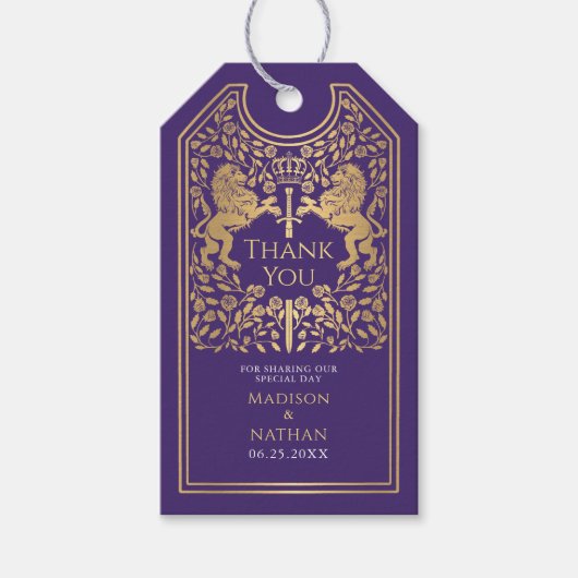 紫王室の獅子中世結婚刀 ギフトタグ (正面)