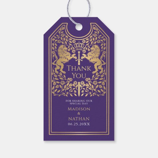 紫王室の獅子中世結婚刀 ギフトタグ (裏面)