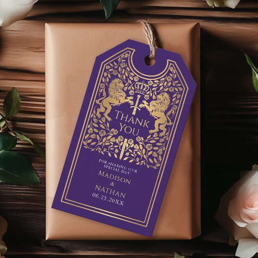 紫王室の獅子中世結婚刀 ギフトタグ