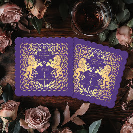 紫王室の獅子中世結婚刀 ペーパーコースター
