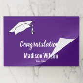 紫王室の白の卒業祝い ペーパーパッド (折り畳み)