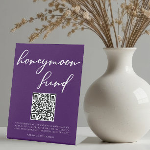 紫王室の白の結婚ハネムーン基金QRコード 台座サイン