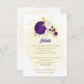 紫王室の白の花の金ゴールド結婚植物 エンクロージャーカード (正面/裏面)