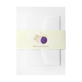 紫王室の白の花の金ゴールド結婚植物 招待状ベリーバンド