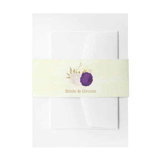 紫王室の白の花の金ゴールド結婚植物 招待状ベリーバンド (正面例)