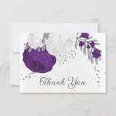 紫王室の白の花は銀結婚色 サンキューカード (正面)