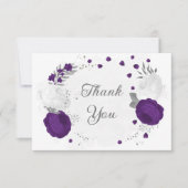 紫王室の白の花は銀結婚色 サンキューカード (正面)