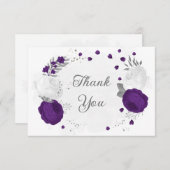 紫王室の白の花は銀結婚色 サンキューカード (正面/裏面)