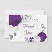 紫王室の白の花は銀結婚色 サンキューカード (正面)