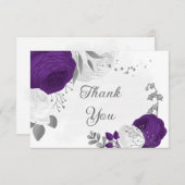 紫王室の白の花は銀結婚色 サンキューカード (正面/裏面)