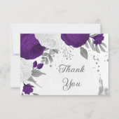 紫王室の白の花は銀結婚色 サンキューカード (正面)