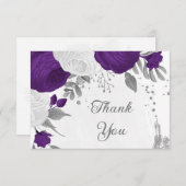 紫王室の白の花は銀結婚色 サンキューカード (正面/裏面)