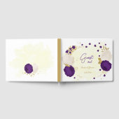 紫王室の白の花金ゴールド ゲストブック (全面)