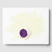 紫王室の白の花金ゴールド ゲストブック (裏面)