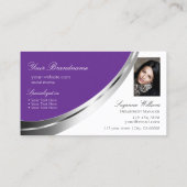 紫王室の白シルバーデコールモノグラムと写真 名刺 (裏面)