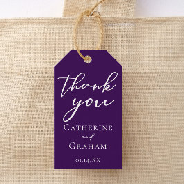 紫王室の白タイポグラフィ夕べ結婚ズ ギフトタグ