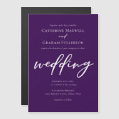 紫王室の白タイポグラフィ夕べ結婚ズ マグネット招待状 (正面/裏面)