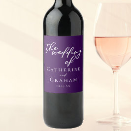 紫王室の白タイポグラフィ夕べ結婚ズ ワインラベル